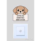 Lütfen Zile Basmayınız Bebek Uyuyor Sevimli Köpek Sticker Kapı Zili Etiketi