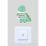 Lütfen Zile Basmayınız Bebek Uyuyor Yavru Dinazor Tasarım Sticker Kapı Zili Etiketi