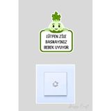Lütfen Zile Basmayınız Bebek Uyuyor Yeşil Bitki Tasarım Sticker Kapı Zili Etiketi