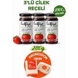 Lutfiye Organik Çilek Reçeli 3’lü Set – Şekeri Meyveden - 840 gr