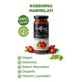 LUTFIYE Organik Kuşburnu Marmelatı 280 g – Rafine Şeker İlavesiz, Üzüm Suyu Konsantresi ile Tatlandırılmış