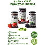 Lutfiye Organik Reçel Seti – Çilek, Vişne, Böğürtlen – 3’lü Karışık, Şekeri Meyveden (3 x 280G) - 840 gr