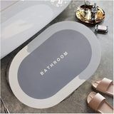 Luti Concept Süper Su Emici Kaymaz Tabanlı Oval Banyo Paspası Diatom Banyo Lavabo Paspası Sihirli Su Emici Diyatom Paspas 60 x 39 cm (Gri)