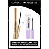 Luua L'oreal Paris Telescopic Gold Maskara Siyah Hacim Verici Büyük Boy Özellikli Kaş Sabitleyici