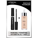 Luua L'oreal Paris Telescopic Lift Maskara & True Match Nude Fondöten Serum 0.5-2 Very Light - Makyajın Favorileri Seti - Pembe