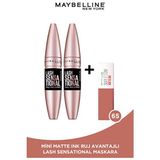Luua Maybelline New York 2'li Lash Sensational Ekstra Siyah Maskara+ Mini Super Stay Matte Ink Likit Mat Ruj 65 Seductress - Renkli