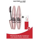 Luua Maybelline New York 2'li Lash Sensational Siyah Maskara + Mini Super Stay Matte Ink Likit Mat Ruj 20 - Pioneer - Renkli