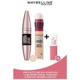 Luua Maybelline New York Ekstra Siyah Lash Sensational Maskara 01 Hacim ve Pembe Renkli Kapatıcı