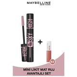 Luua Maybelline New York Lash Sensational Sky High Cosmic Black Maskara & Mini Super Stay Matte Ink Ruj 65 Seductress 2.7ml - Pembe
