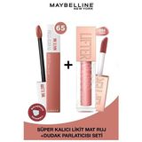Luua Maybelline New York Super Stay Matte Ink Likit Mat Ruj 65 Seductress & Lifter Gloss Dudak Parlatıcısı 003 Moon - Pembe