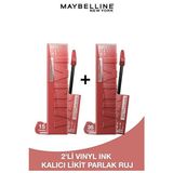 Luua Maybelline New York Super Stay Vinyl Ink Uzun Süre Kalıcı Likit Parlak Ruj 15 Peachy & 35 Cheeky - 2li Set - Renkli
