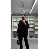 LUUNA STORE ELİSE PELERİN ŞİFON BLUZ - SİYAH