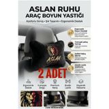 luvak Peluş Aslan Taraftar Nakışlı Oto Boyun Yastığı (2 ADET) Araç Koltuk Boyun Destek Yastığı Seti Oto Aksesuar