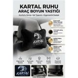 luvak Peluş Kartal Taraftar Nakışlı Oto Boyun Yastığı (2 ADET) Araç Koltuk Boyun Destek Yastığı Seti Oto Aksesuar