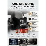 luvak Peluş Kartal Taraftar Nakışlı Oto Boyun Yastığı (2 ADET) Araç Koltuk Boyun Destek Yastığı Seti Oto Aksesuar