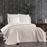 Luvana Home 7 Parça Pamuklu Koton Pike Yatak Örtülü Mahur Çift Kişilik Nevresim Takımı Bej - 200 x 220 cm