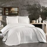 Luvana Home 7 Parça Pamuklu Koton Pike Yatak Örtülü Nihan Çift Kişilik Nevresim Takımı Gri - 200 x 220 cm