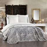 Luvana Home 7 Parça Pamuklu Koton Pike Yatak Örtülü Yasemin Çift Kişilik Nevresim Takımı Antrasit - 200 x 220 cm