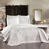 Luvana Home 7 Parça Pamuklu Koton Pike Yatak Örtülü Yasemin Çift Kişilik Nevresim Takımı Gri - 200 x 220 cm