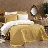 Luvana Home 7 Parça Pamuklu Pike Örtülü ve Fırfırlı Fulya Çift Kişilik Nevresim Takımı Hardal LVNHMNEV1FLY - 200 x 220 cm
