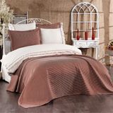 Luvana Home 7 Parça Pamuklu Pike Örtülü ve Fırfırlı Fulya Çift Kişilik Nevresim Takımı Kiremit LVNHMNEV1FLY - 200 x 220 cm