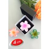 LUVELU Lotus Çiçek Parlak Akrilik Kadın Mandal Toka / Yeşil Saç Tokası 4 Cm