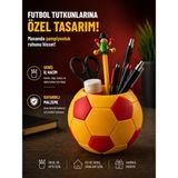 Luvena Futbol Topu Kalemlik Masaüstü Organizer Kalem Kutusu Ofis Masa Düzenleyici Dekoratif - Sarı - Kırmızı