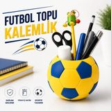 Luvena Futbol Topu Kalemlik Masaüstü Organizer Kalem Kutusu Ofis Masa Düzenleyici Dekoratif - Sarı - Lacivert