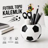 Luvena Futbol Topu Kalemlik Masaüstü Organizer Kalem Kutusu Ofis Masa Düzenleyici Dekoratif - Siyah-Beyaz