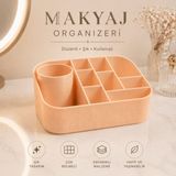 Luvena Makyaj Organizeri Çok Bölmeli Kozmetik Düzenleyici Makyaj Kutusu Fırçalık Ruj Standı Şık Tasarım