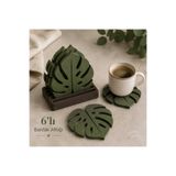 Luvena Monstera Yaprak Bardak Altlığı 6’lı Set Dekoratif Kahve Çay Fincan Altlığı Masa Koruyucu