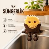 Luvena Sevimli Süngerlik Mutfak Evye Sünger Tutucu | Lavabo Kenarı Sünger Organizeri | Dekoratif Süngerlik Turuncu - Kahverengi