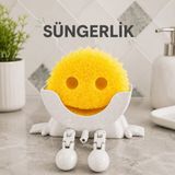Luvena Sevimli Süngerlik Mutfak Evye Sünger Tutucu | Lavabo Kenarı Sünger Organizeri | Dekoratif Süngerlik Turuncu - Mermer