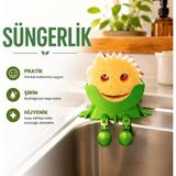 Luvena Sevimli Süngerlik Mutfak Evye Sünger Tutucu | Lavabo Kenarı Sünger Organizeri | Dekoratif Süngerlik Turuncu - Yeşil