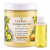 Luvesya Tuz İçerikli Nem Tozu, Banyo, Manikür ve Pedikür Bakım Tozu, 500 g + Köpürtücü (Limon)