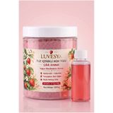 luvesya Tuz İçerikli Nem Tozu Çilek Aromalı | Banyo Küveti, Jakuzi, Manikür Pedikür Bakım Tozu 500 Gr + Köpürtücü