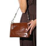 Luvi 1496 Taba Baskı Kadın Kol Çantası - STANDART - Taba Kroko