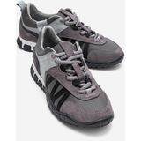 Luvi Fıera Gri Siyah Hakiki Deri Fileli Kadın Günlük Sneaker - Gri - Siyah
