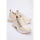 Luvi Oude Ekru Kadın Fermuarlı Kalın Taban Spor Sneakers