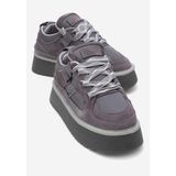 Luvi Raven Gri Süet Hakiki Deri Kadın Platform Sneaker