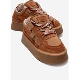 Luvi Raven Taba Süet Hakiki Deri Kadın Platform Sneaker