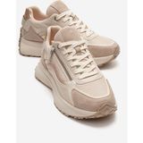 Luvi Rocca Bej Rose Fermuar Detaylı Kadın Sneaker - Bej - Rose