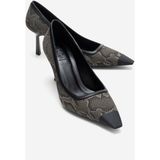Luvi Rona Gri Desenli Mat Burunlu Kadın Topuklu Ayakkabı