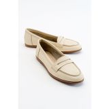 Luvi Shoes Bej Kadın Deri Loafer 63-F02