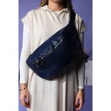 Luvi Venta Lacivert Örgü Kadın Büyük Bel Çantası - Lacivert - Mat