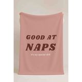 Luvis Store Good At Naps Yazılı Çok Amaçlı Polar Battaniye & Örtü - Pembe - 155 x 220 cm