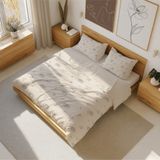 Luvis Store Minimal Flora - Çiçek Desenli Çift Kişilik Hibrit Nevresim Takımı - Çarşaflı - Renkli - 200 x 220 cm