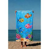 Luvis Store Ocean Friends Sevimli Balık Desenli Baskılı Çocuk Plaj Havlusu - Çok Renkli - 70 x 140 cm
