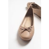 LuviShoes 01 Bisküvi Cilt Hakiki Deri Kadın Babet Ayakkabı