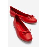 LuviShoes 01 Kırmızı Cilt Hakiki Deri Kadın Babet Ayakkabı